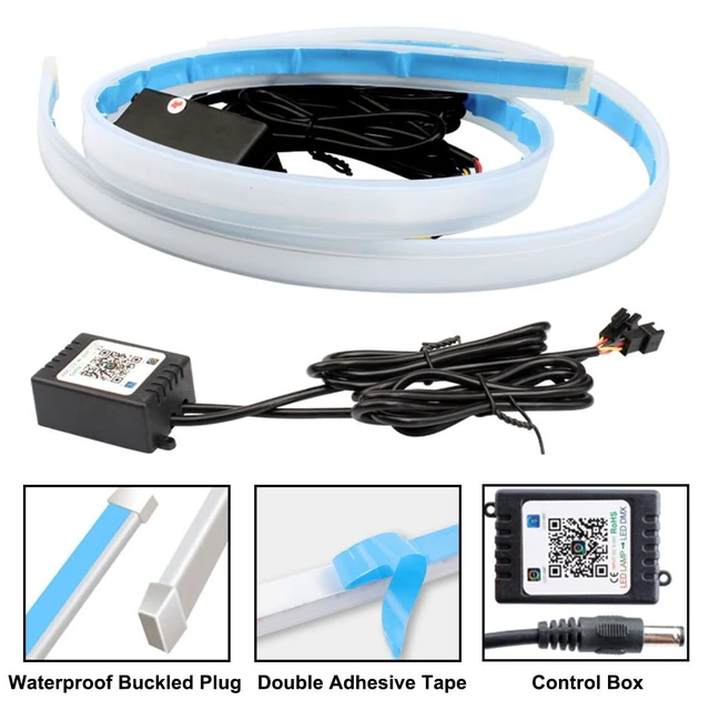 Alt view image 3 of 7 - Car Headlight LED Strip, 24 Inch Waterproof Exterior Car Lights APP Control | Dreamcolor Chasing LED Daytime Running Light, 2-Pack