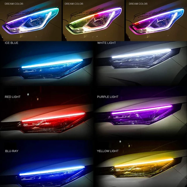 Alt view image 7 of 7 - Car Headlight LED Strip, 24 Inch Waterproof Exterior Car Lights APP Control | Dreamcolor Chasing LED Daytime Running Light, 2-Pack