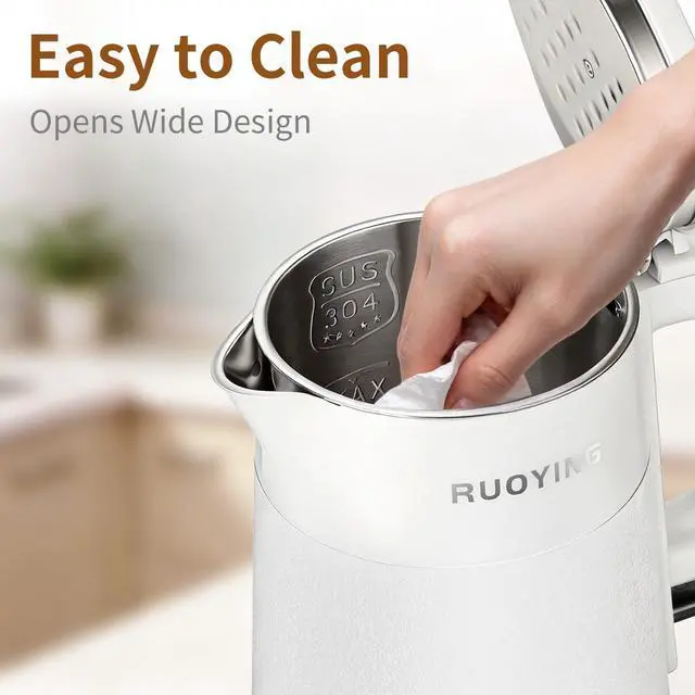Alt view image 4 of 7 - 0.8L Portable Stainless Steel Travel Electric Kettle, Double Wall | White. Small Capacity, Cool Touch Double Wall Stainless Steel, Fast Boil, Auto Shutoff & Boil Dry Safety, 2-Year Warranty