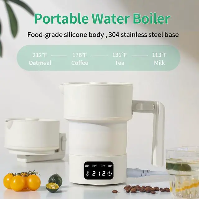 Alt view image 2 of 5 - Portable Electric Kettle-Foldable Travel Water Boiler, 20oz Collapsible Small Electric Kettle with 4-Temp Presets for Hotel, Office, Camping