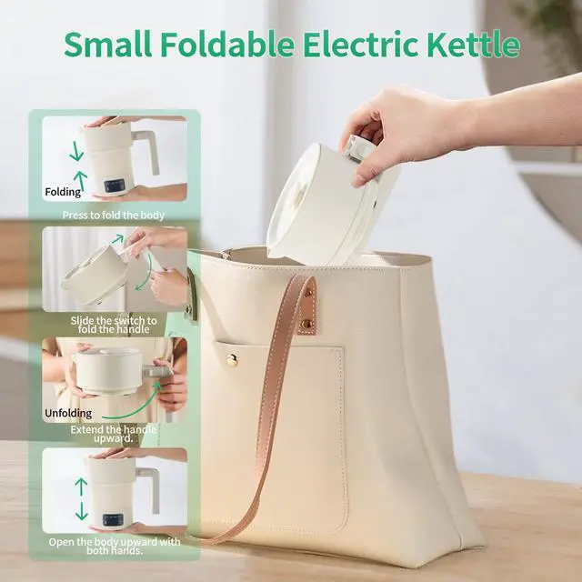 Alt view image 4 of 5 - Portable Electric Kettle-Foldable Travel Water Boiler, 20oz Collapsible Small Electric Kettle with 4-Temp Presets for Hotel, Office, Camping