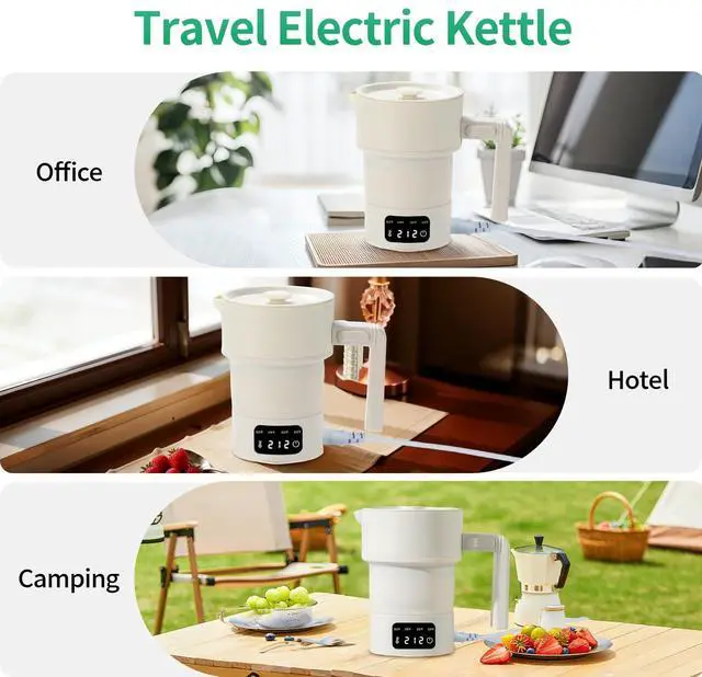 Alt view image 5 of 5 - Portable Electric Kettle-Foldable Travel Water Boiler, 20oz Collapsible Small Electric Kettle with 4-Temp Presets for Hotel, Office, Camping