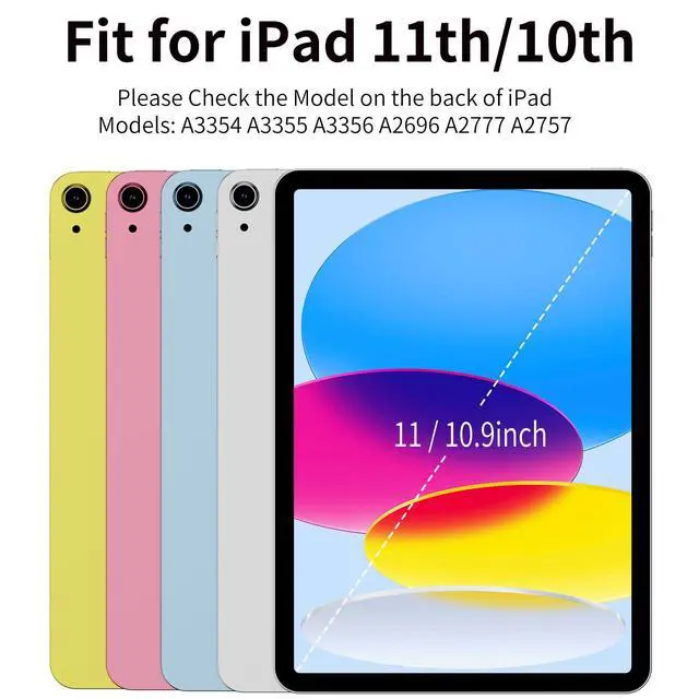 Alt view image 2 of 7 - Case for iPad (A16) 11th Generation 11 Inch 2025, iPad 10th Generation 10.9 inch 2022 with Pencil Holder, Slim Lightweight Trifold Stand Smart Soft TPU Back Cover, Support Touch ID, Cream White