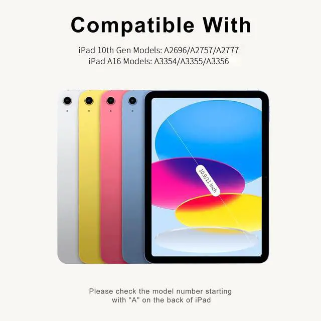 Alt view image 2 of 7 - for iPad (A16) 11th/10th Generation Case with Keyboard, Cream White