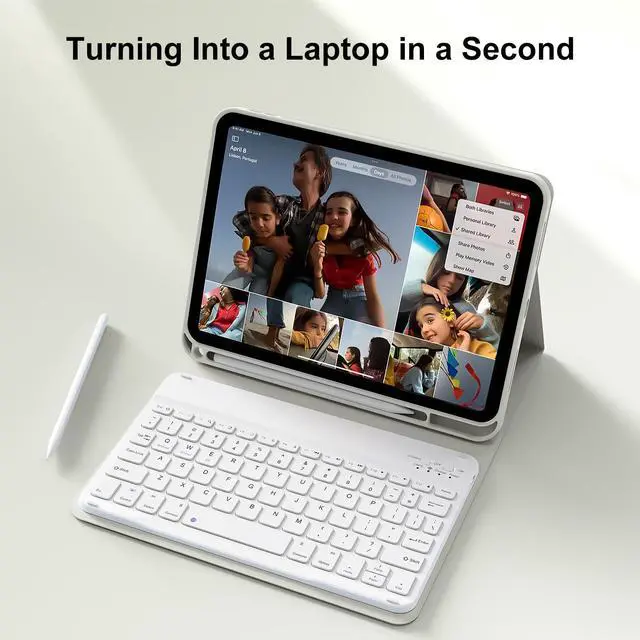 Alt view image 6 of 7 - for iPad (A16) 11th/10th Generation Case with Keyboard, Cream White