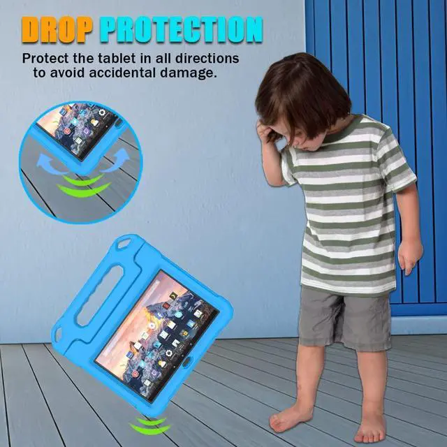 Alt view image 4 of 7 - Tablet Case for Kids (13th/11th Generation, 2023/2021 Release),Lightweight Shockproof Case Built-in Screen Protector with Handle Stand, Not fit iPad Samsung- Blue