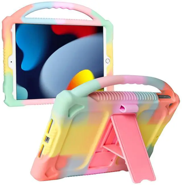 Main image of Kids Case for iPad 9th 8th 7th Generation,Shockproof Silicone Kids Cover for iPad 10.2 2021/2020/2019 with Handle Stand for New Apple iPad 10.2 inch(Rainbow)