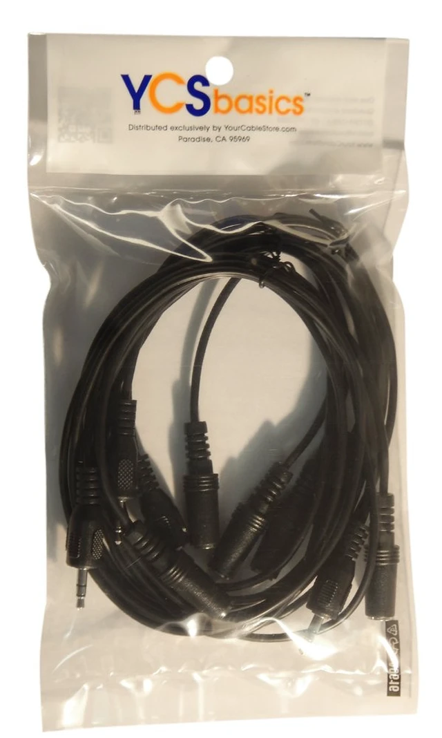 Alt view image 2 of 2 - Five Pack of 3 Foot 3.5mm Headphone Extension Cables Male/Female
