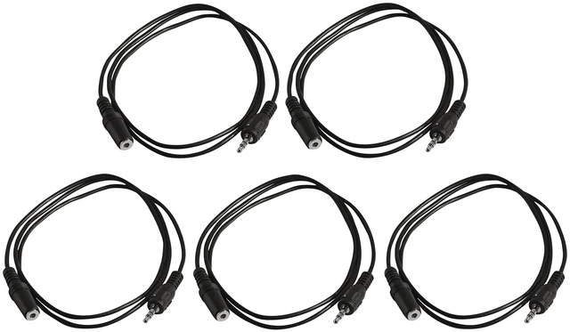 Main image of Five Pack of 3 Foot 3.5mm Headphone Extension Cables Male/Female