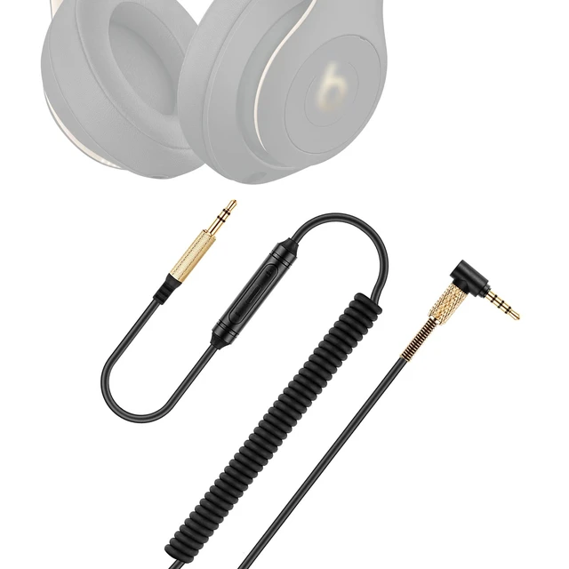 Main image of Studio3 Coiled Audio Cable for Beats Studio Pro, Solo4, Solo3 Headsets, 8ft 3.5mm in-line Mic & Volume Control Headphone Cord for PS5 Xbox One