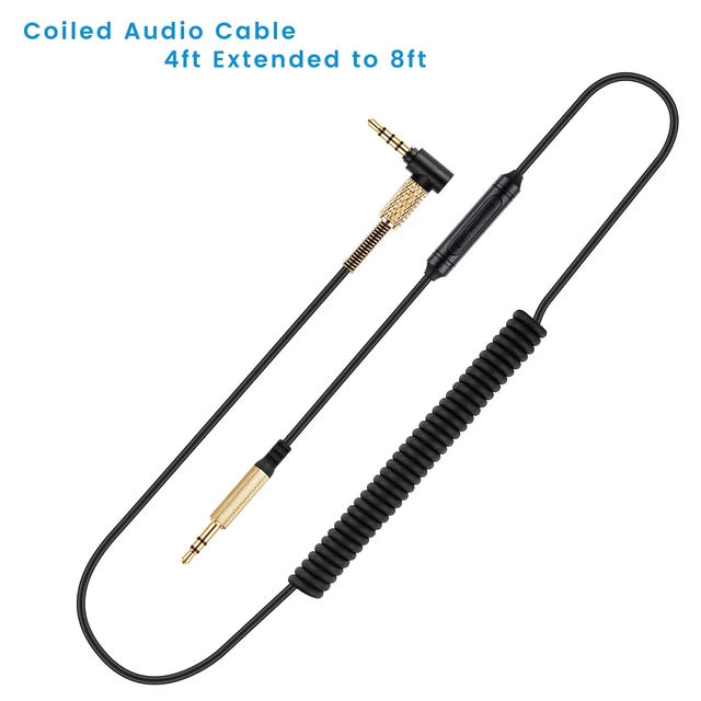 Alt view image 7 of 7 - Studio3 Coiled Audio Cable for Beats Studio Pro, Solo4, Solo3 Headsets, 8ft 3.5mm in-line Mic & Volume Control Headphone Cord for PS5 Xbox One