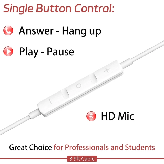 Alt view image 4 of 7 - in-Ear Earbuds Wired, Earphones with Microphone, Noise Isolation Corded for 3.5mm Jack Ear Buds for iPhone, Samsung, Computer, Laptop, Kids, School Students