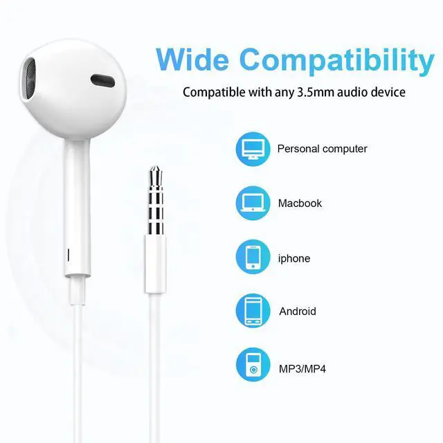 Alt view image 4 of 7 - Wired Earbuds 4 Pack, Earbuds HiFi Stereo Wired Earphones Headphones with Microphone Volume Control Compatible with iPad, Laptop, MP3, Android Smartphones, Fits All 3.5mm Jack Device