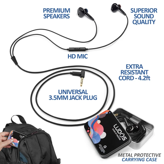 Alt view image 2 of 7 - NOVA Wired Earbuds in-Ear Headphones, 5 Year Warranty, Earphones with Microphone, 3.5mm Plug-in Ear Buds Calls Compatible with iPhone, Laptop, Computer, School Students, Kids, Women, Small Ears