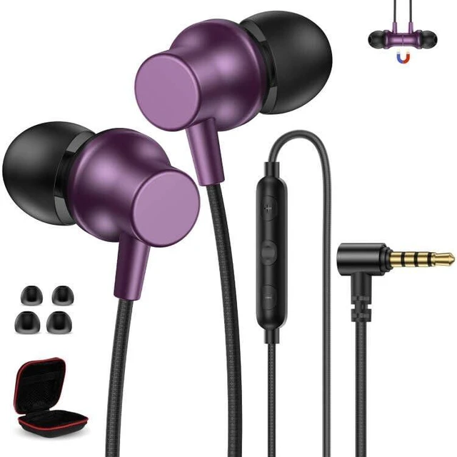 Main image of 3.5mm Wired Headphones for Laptop School Kids Earbuds with Case Mic 3.5mm Jack Noise Isolating Cord Earphones Plug in EarbudS for Kindle Fire Tablet/Chromebook ThinkPad Computer/Airplane,Purple
