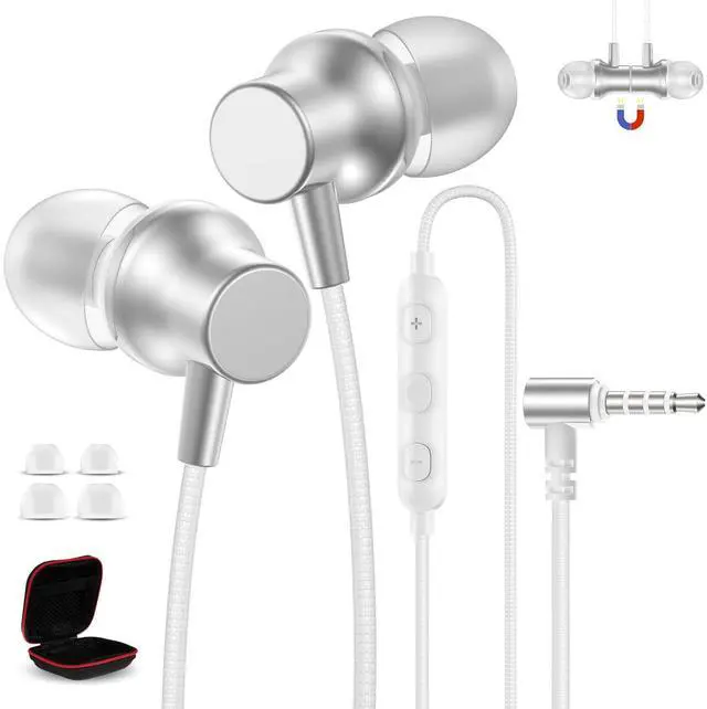 Main image of AIAUXAI 3.5mm Wired Earbuds with Mic for School Laptop PC Chromebook,White
