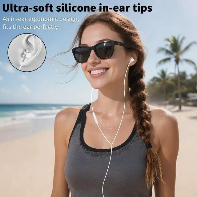 Alt view image 5 of 7 - AIAUXAI 3.5mm Wired Earbuds with Mic for School Laptop PC Chromebook,White
