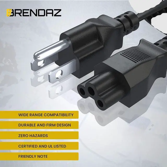 Alt view image 4 of 6 - 3 Prong Power Cord Replacement C5 Power Cable for Computers, TV, Monitors, Compatible with LG, Samsung, Dell, HP, Acer, Asus - NEMA 5-15P to C5 - Mickey Mouse Connector (3-Feet)