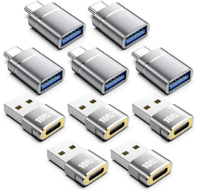 Main image of USB to USB C Adapter & USBA to USBC Adapter Combo 10-Pack Set, USB Adapter Kit Compatible with MacBook Pro/Air,iPhone 17 16 Pro Max/15 Plus/14 13 12 Samsung Galaxy S25/S24/S23/S22
