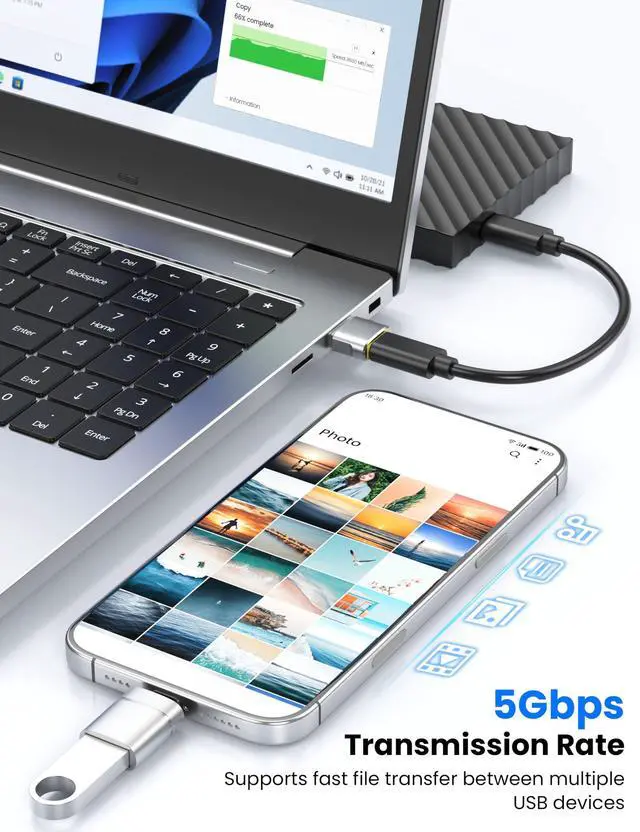 Alt view image 3 of 6 - USB to USB C Adapter & USBA to USBC Adapter Combo 10-Pack Set, USB Adapter Kit Compatible with MacBook Pro/Air,iPhone 17 16 Pro Max/15 Plus/14 13 12 Samsung Galaxy S25/S24/S23/S22