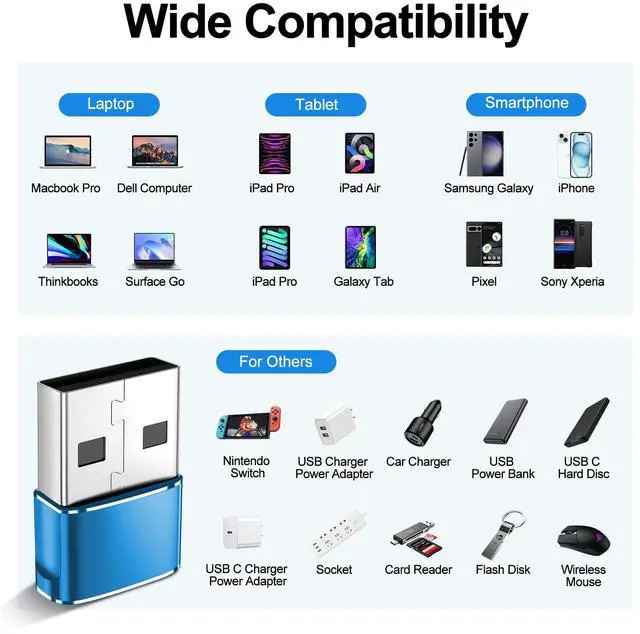 Alt view image 4 of 7 - USB to USB C Adapter,Type-C Female to A Male Car Charger OTG Converter for Apple Watch Ultra 8 9 10,iPhone 16 15 14 13 Pro Max,Samsung S24,Nintendo Switch,AirPods,iPad,Car