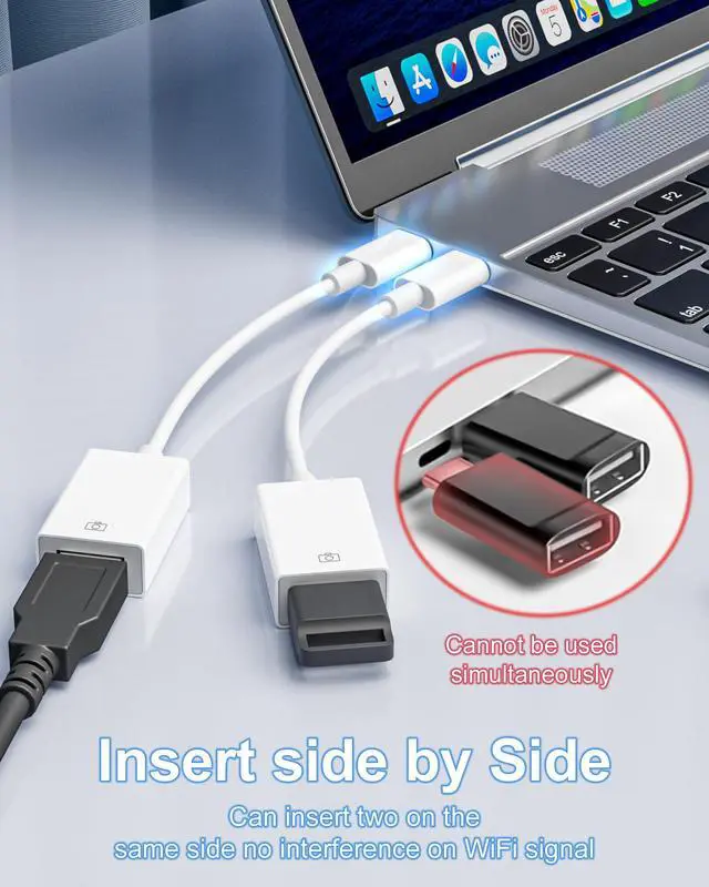 Alt view image 4 of 7 - USB C to USB A Adapter, 2 Pack Type-C OTG Male to Female Converter, for MacBook, iPad Pro, Galaxy, Laptops, Tablets, Flash Drives, Keyboards and More