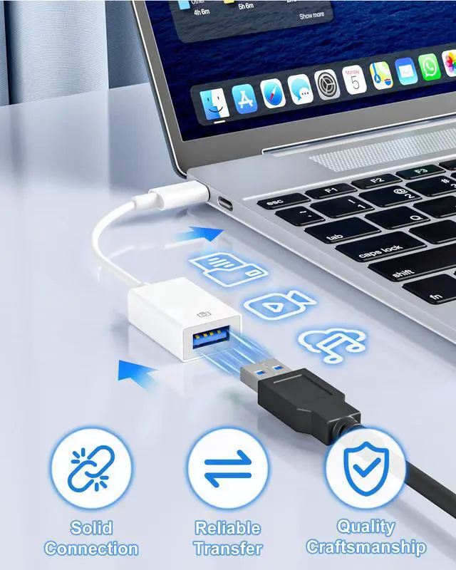 Alt view image 5 of 7 - USB C to USB A Adapter, 2 Pack Type-C OTG Male to Female Converter, for MacBook, iPad Pro, Galaxy, Laptops, Tablets, Flash Drives, Keyboards and More