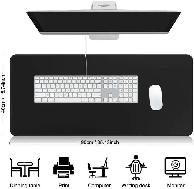 Alt view image 2 of 6 - Large Gaming Mouse Pad Extended XXL Mouse Mat Long Desk Pad with Stitched Edges for Keyboard Home Office Gaming Work Big Desk Pad (35.4x15.7IN,90x40) (Black)