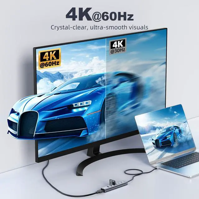 Alt view image 3 of 7 - USB C Hub HDMI Multiport Adapter USB C to HDMI USBC Hub with HDMI 4K60Hz 8 Ports Aluminum Thunderbolt to USB Hub 3.0 5Gbps Type C Hub Extender for Laptop Mac iPad PC Surface(8 Ports)