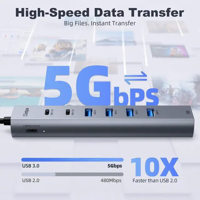 Alt view image 6 of 7 - USB C Hub HDMI Multiport Adapter USB C to HDMI USBC Hub with HDMI 4K60Hz 8 Ports Aluminum Thunderbolt to USB Hub 3.0 5Gbps Type C Hub Extender for Laptop Mac iPad PC Surface(8 Ports)