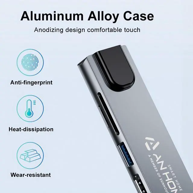 Alt view image 2 of 6 - USB C Hub Ethernet HDMI 4K Adapter, 8-in-1 Multiport Dock USB-C to RJ45 Ethernet USB 3.0 SD/TF Card Reader 87W PD Charging Port Dongle Compatible with MacBook Pro/Air and Type C Windows Laptop