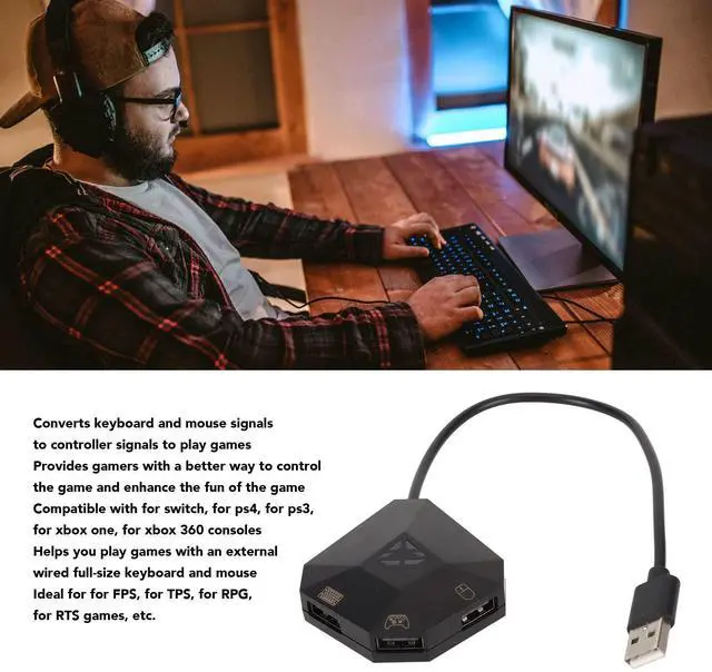 Alt view image 2 of 7 - Keyboard and Mouse Adapter, Converter with Custom Mapping and Reset Function for Gaming Consoles