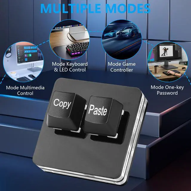 Alt view image 5 of 7 - USB Mini 2 Key Keypad 2-Key Copy Paste Keyboard OSU Keypad HotSwap One Handed Mechanical Gaming Keyboard with USB Cable for Accounting Working or Rhythm Games