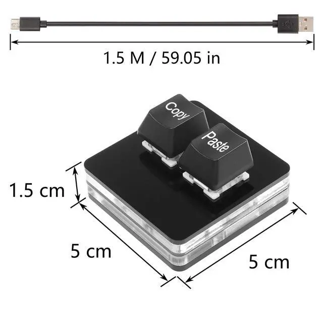 Alt view image 7 of 7 - USB Mini 2 Key Keypad 2-Key Copy Paste Keyboard OSU Keypad HotSwap One Handed Mechanical Gaming Keyboard with USB Cable for Accounting Working or Rhythm Games