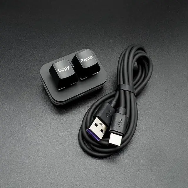 Main image of USB Mini 2-Key Programmable Macro Keyboard, Hot Swappable Mechanical Keyboard with 1.5 Meter USB Data Cable (Black)
