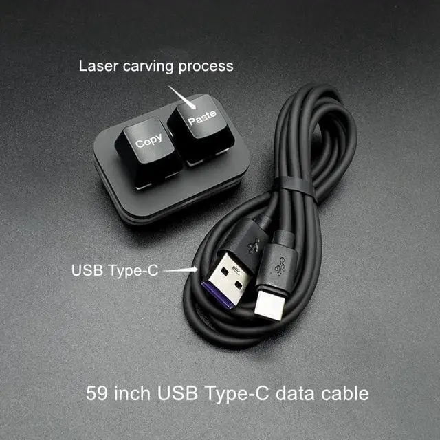 Alt view image 3 of 6 - USB Mini 2-Key Programmable Macro Keyboard, Hot Swappable Mechanical Keyboard with 1.5 Meter USB Data Cable (Black)