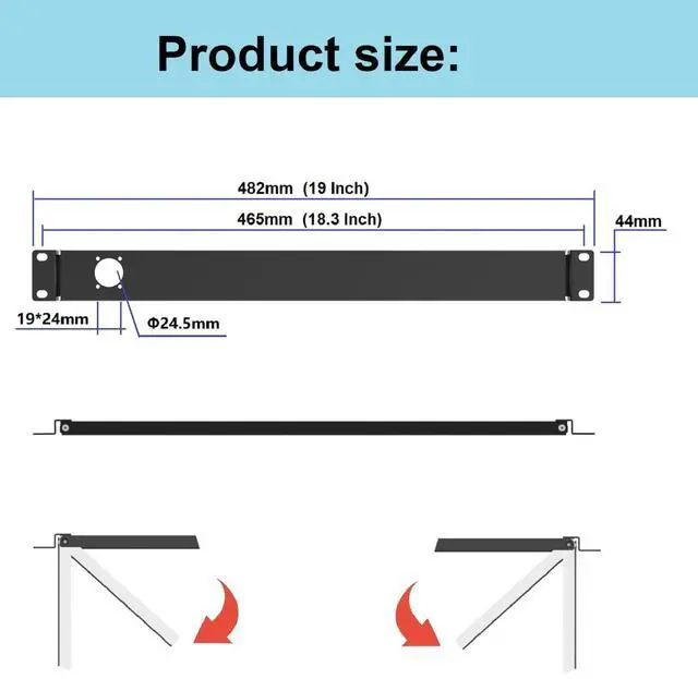 Alt view image 2 of 5 - 1U Hinged Rack Panel 1D XLR HDMI Audio Rack Mount Panel for 19 inches Rack Mount (1D)