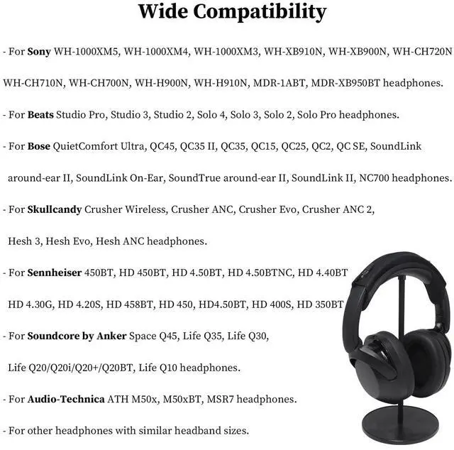 Alt view image 2 of 7 - Headphone Headband Cover for Skullcandy Sony Bose Soundcore JBL | Universal for Jabra Beats HyperX ATH JLab Nothing Sonos, for Skullcandy Crusher & Bose QuietComfort Series, with Hanging Loop