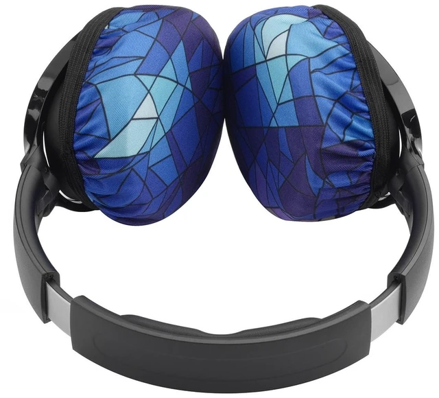 Alt view image 4 of 7 - 2 Pairs Flex Fabric Headphones Ear Covers - Product Safety Certified - Washable & Stretchable Earcup Protectors for Over-Ear Headsets, Sweat Pads for Gym, Gaming (Size M/Diamond)