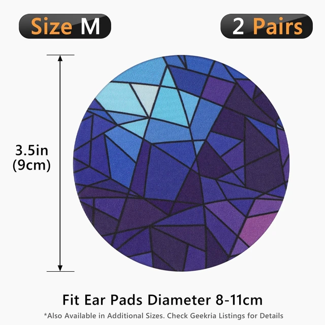 Alt view image 3 of 7 - 2 Pairs Flex Fabric Headphones Ear Covers - Product Safety Certified - Washable & Stretchable Earcup Protectors for Over-Ear Headsets, Sweat Pads for Gym, Gaming (Size M/Diamond)