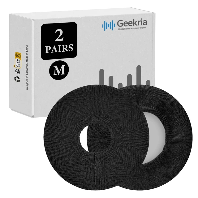 Main image of 2 Pairs Stretch Knit Over-Ear Earcup Covers, Black, Fits 8-10 cm Machine Washable, Cable Hole, Protects Ear Pads From Sweat And Oils, SGS Certified, 2 Pairs Included, May Cover Controls