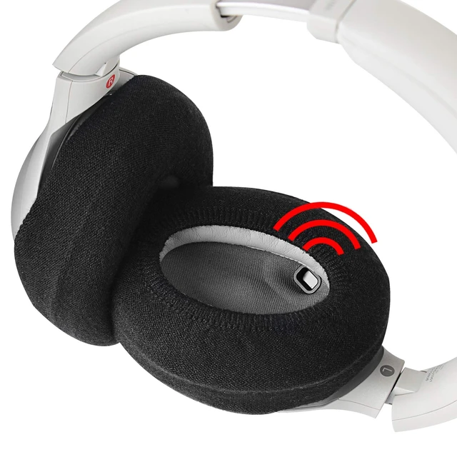 Alt view image 4 of 7 - 2 Pairs Stretch Knit Over-Ear Earcup Covers, Black, Fits 8-10 cm Machine Washable, Cable Hole, Protects Ear Pads From Sweat And Oils, SGS Certified, 2 Pairs Included, May Cover Controls