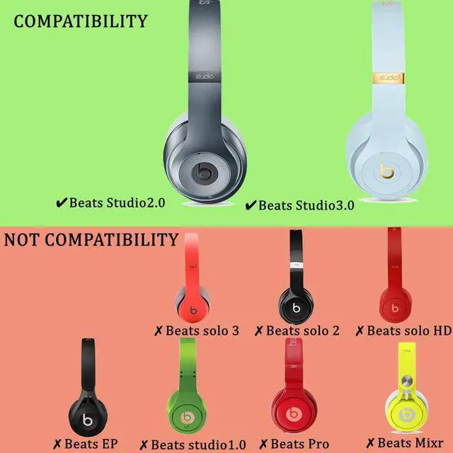 Alt view image 2 of 6 - Replacement Ear Pads Cover, Earpads Cushions Compatible with Beats Studio 2 and Studio 3 Over Ear Headphones 1 Pair (Grey)