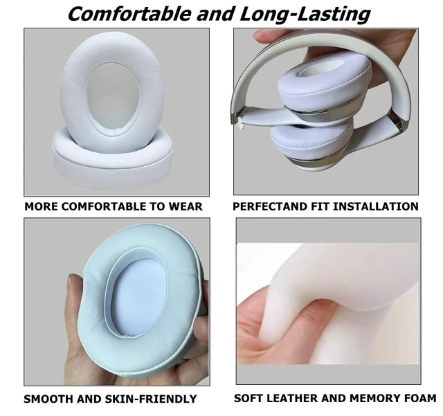 Alt view image 3 of 6 - Replacement Ear Pads Cushions, Earpads Cover Compatible with Beats Studio 2 and Studio 3 Over Ear Headphones 1 Pair (White)
