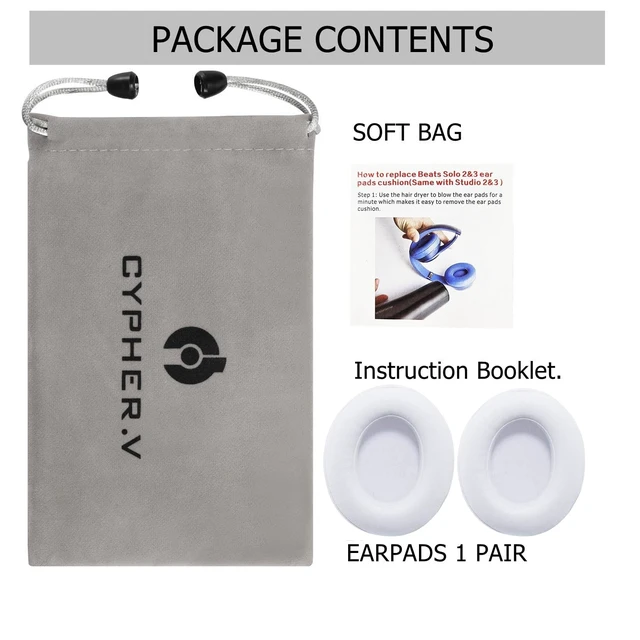 Alt view image 6 of 6 - Replacement Ear Pads Cushions, Earpads Cover Compatible with Beats Studio 2 and Studio 3 Over Ear Headphones 1 Pair (White)