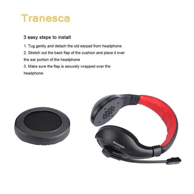 Alt view image 4 of 5 - Leather Replacement earpad/Ear Cushion/Ear Cover for ATH M50X, SteelSeries Arctis, HyperX Cloud & Alpha Big OVEREAR Headphones (Fits a Great Variety of Headphones) - Black
