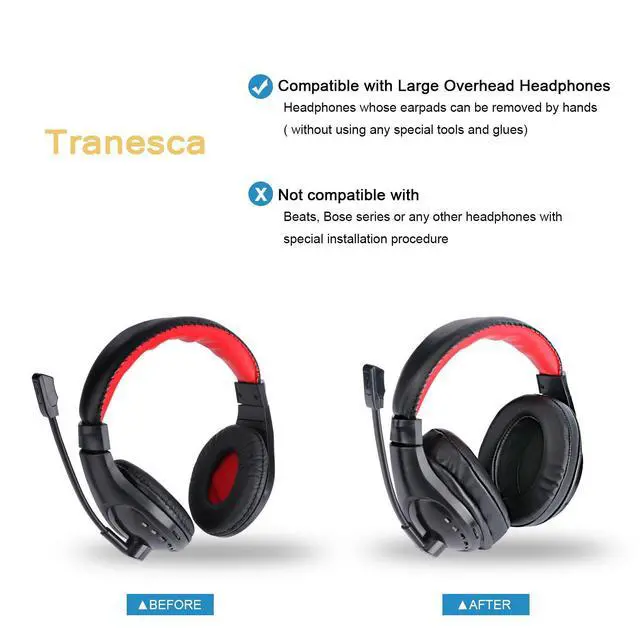 Alt view image 5 of 5 - Leather Replacement earpad/Ear Cushion/Ear Cover for ATH M50X, SteelSeries Arctis, HyperX Cloud & Alpha Big OVEREAR Headphones (Fits a Great Variety of Headphones) - Black