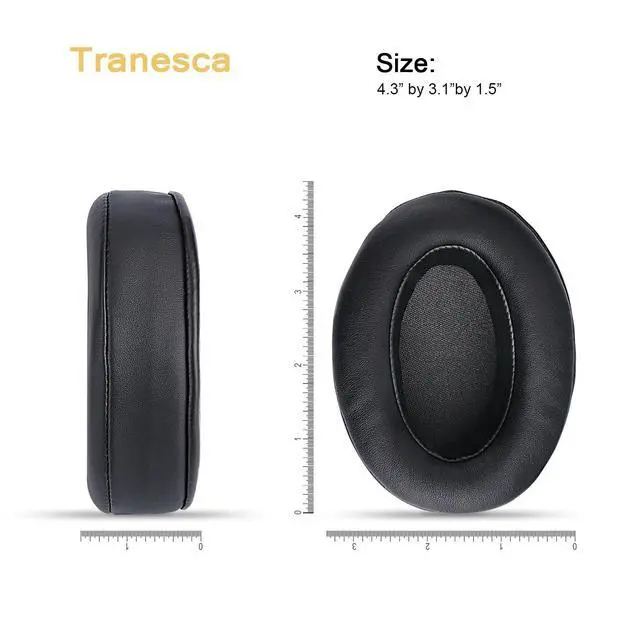 Alt view image 2 of 5 - Leather Replacement earpad/Ear Cushion/Ear Cover for ATH M50X, SteelSeries Arctis, HyperX Cloud & Alpha Big OVEREAR Headphones (Fits a Great Variety of Headphones) - Black
