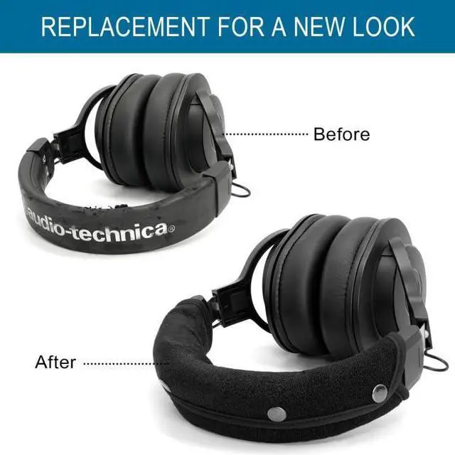 Alt view image 3 of 7 - Replacement Headphone Headband Cover for Corsair Virtuoso, Audio Technica ATH M Series M50X, M50XBT, M50, M40X & More, Cushion Pad Protector Repair Part, Easy Installation No Tool Needed (Black)