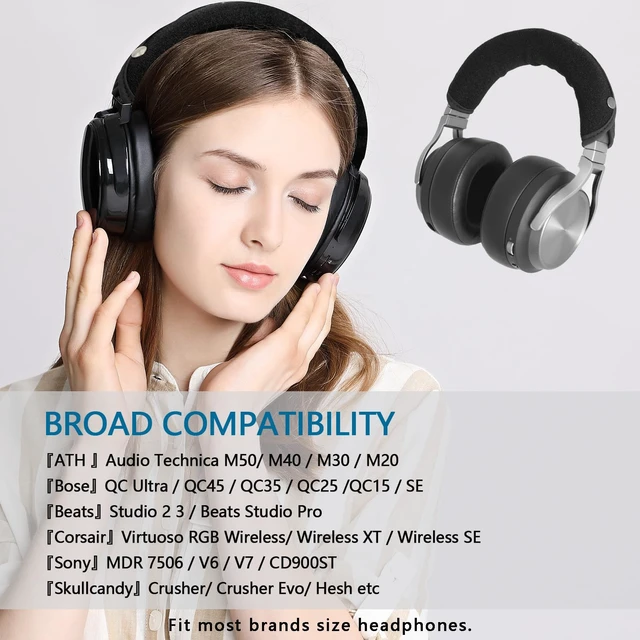 Alt view image 2 of 7 - Replacement Headphone Headband Cover for Corsair Virtuoso, Audio Technica ATH M Series M50X, M50XBT, M50, M40X & More, Cushion Pad Protector Repair Part, Easy Installation No Tool Needed (Black)